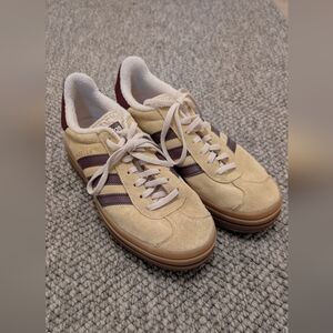 Adidas Beige and Maroon Men's Sneakers